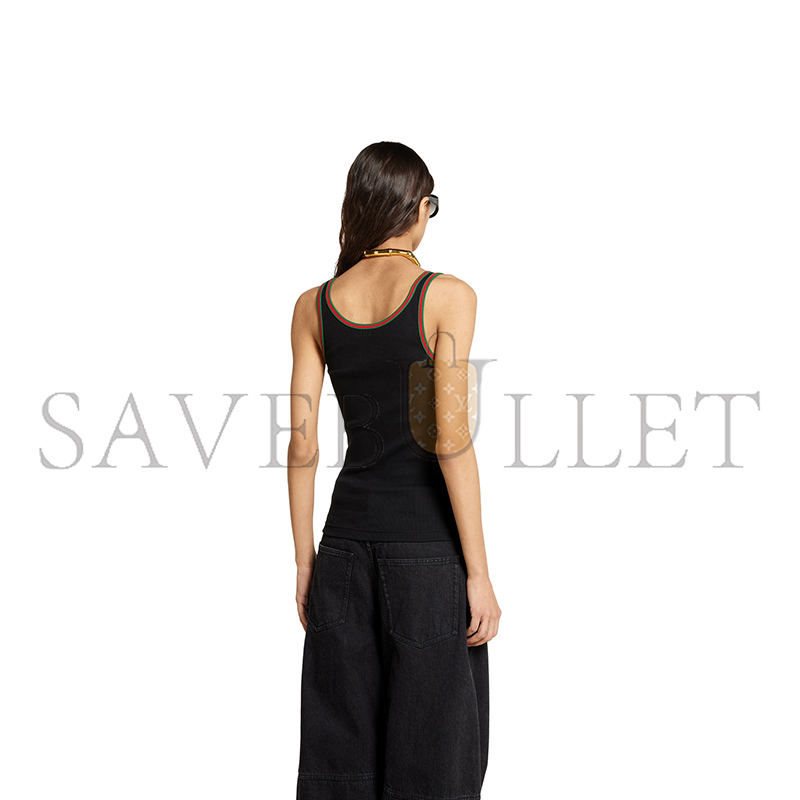 GUCCI ‎COTTON RIB TANK TOP WITH WEB 815851